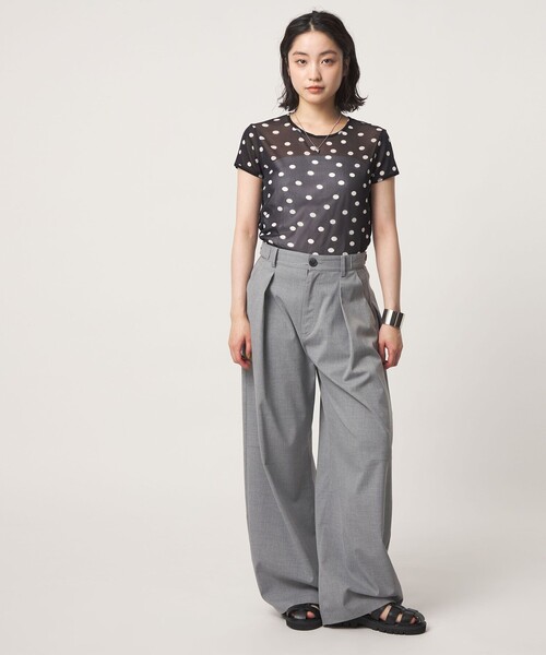 CITEN(シテン)の「<CITEN>シアードットキャップスリーブトップ(Tシャツ/カットソー・レディース・ブラック/ホワイト・フリー)」の6枚目の写真
