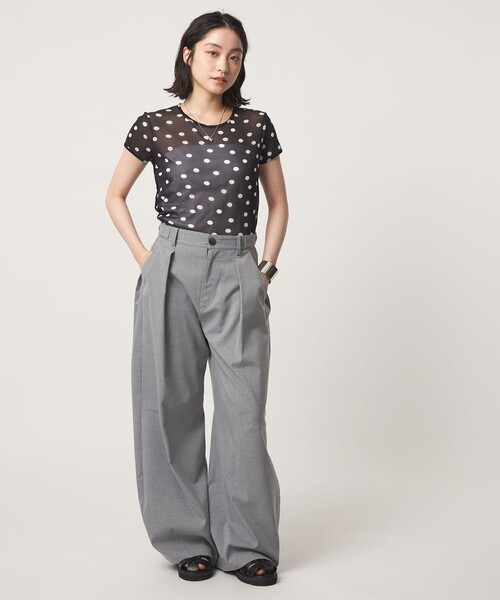 CITEN(シテン)の「<CITEN>シアードットキャップスリーブトップ(Tシャツ/カットソー・レディース・ブラック/ホワイト・フリー)」の7枚目の写真