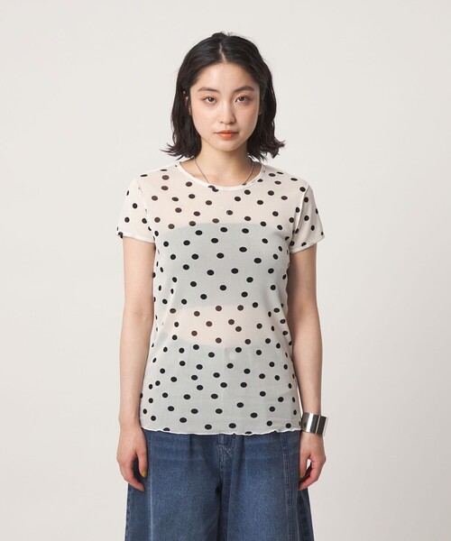 CITEN(シテン)の「<CITEN>シアードットキャップスリーブトップ(Tシャツ/カットソー・レディース・ブラック/ホワイト・フリー)」の8枚目の写真