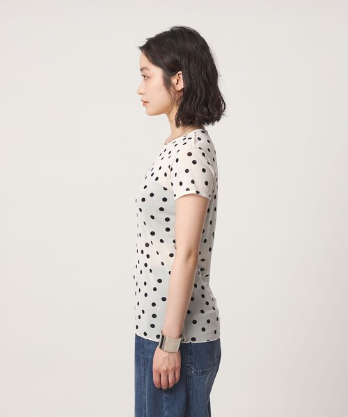 CITEN(シテン)の「<CITEN>シアードットキャップスリーブトップ(Tシャツ/カットソー・レディース・ブラック/ホワイト・フリー)」の9枚目の写真