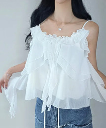 ティアードフリル シフォンキャミトップス