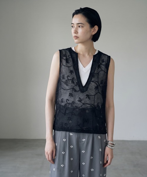 STYLE DELI(スタイルデリ)の「【BLK001】レースノースリプルオーバー(ベスト・レディース・ブラック・FREE)」の13枚目の写真