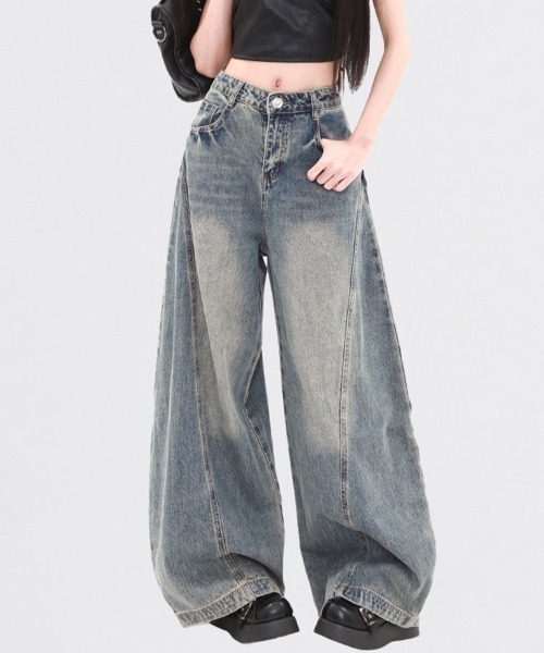 ReRe(リリ)の「ヴィンテージライクカーブワイドデニムパンツ(デニムパンツ・レディース・ブルー・SMALL/LARGE/MEDIUM/X-LARGE)」の12枚目の写真