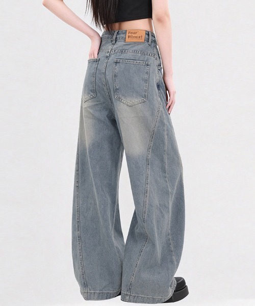 ReRe(リリ)の「ヴィンテージライクカーブワイドデニムパンツ(デニムパンツ・レディース・ブルー・SMALL/LARGE/MEDIUM/X-LARGE)」の7枚目の写真