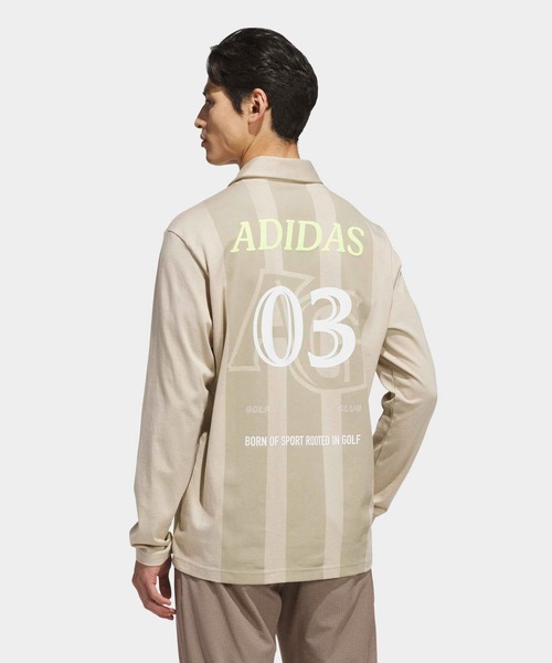adidas(アディダス)の「グラフィック 長袖 ポロシャツ【adidas Golf/アディダスゴルフ】(ポロシャツ・メンズ・ベージュ・X-LARGE/SMALL/MEDIUM/LARGE/3XL/XX-LARGE)」の2枚目の写真