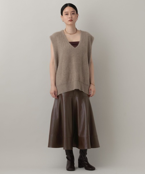 A part by（アパートバイ）の「フェイクレザーキリカエフレアスカート（スカート・レディース・ブラウン/ブラック・SMALL/MEDIUM）」の9枚目の写真