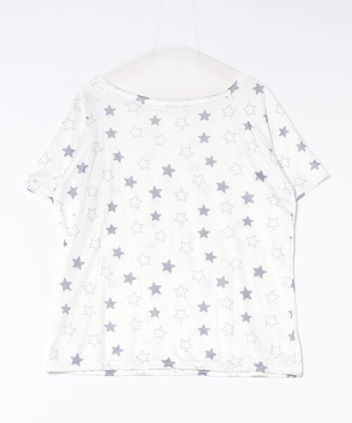 MAISON DE THERESE(メゾン ド テレーズ)の「ワンショルダー総柄 Tシャツ 星スタープリント ゆったりシルエット トップス(Tシャツ/カットソー・レディース・White・M)」の2枚目の写真