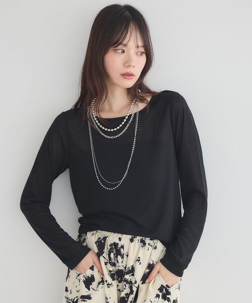 earth music&ecology(アースミュージックアンドエコロジー)の「シアープルオーバー(Tシャツ/カットソー・レディース・オフホワイト/オレンジ/ブラック・FREE)」の2枚目の写真