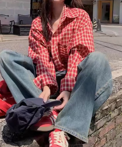 Vipoa(ヴィポア)の「Over vintage check shirt(シャツ/ブラウス・レディース・レッド・FREE)」の19枚目の写真