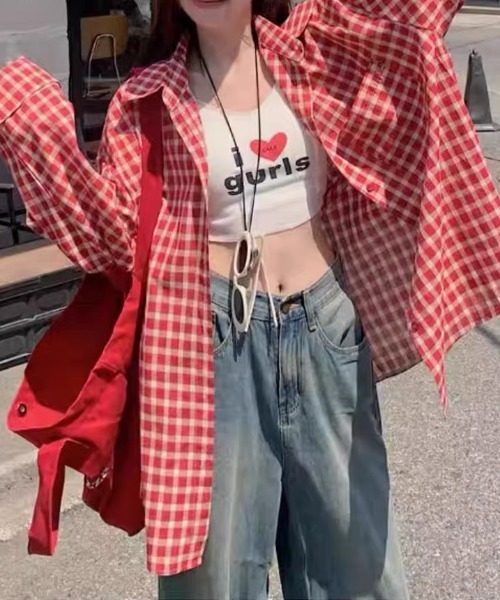 Vipoa(ヴィポア)の「Over vintage check shirt(シャツ/ブラウス・レディース・レッド・FREE)」の21枚目の写真
