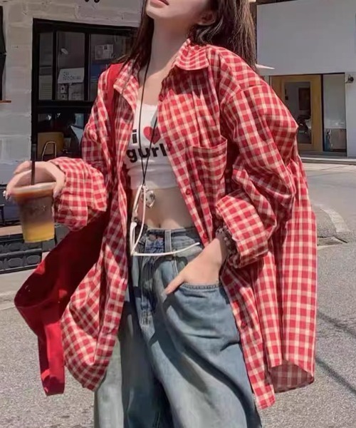 Vipoa(ヴィポア)の「Over vintage check shirt(シャツ/ブラウス・レディース・レッド・FREE)」の22枚目の写真