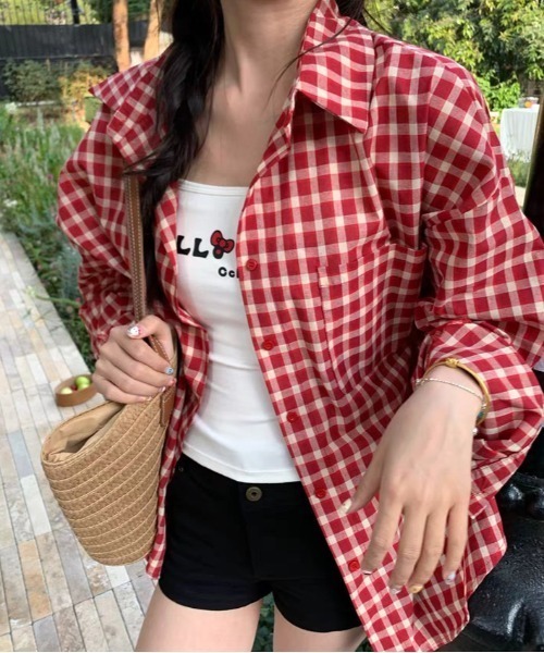 Vipoa(ヴィポア)の「Over vintage check shirt(シャツ/ブラウス・レディース・レッド・FREE)」の7枚目の写真