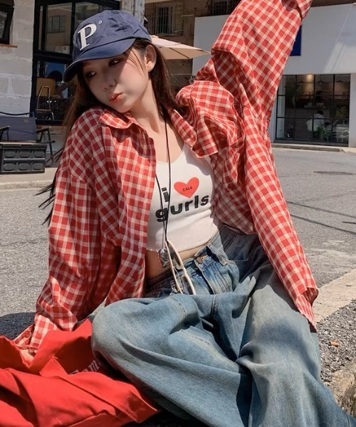 Vipoa(ヴィポア)の「Over vintage check shirt(シャツ/ブラウス・レディース・レッド・FREE)」の11枚目の写真