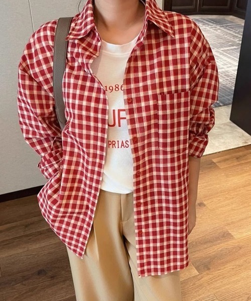Vipoa(ヴィポア)の「Over vintage check shirt(シャツ/ブラウス・レディース・レッド・FREE)」の14枚目の写真