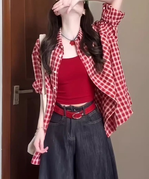 Vipoa(ヴィポア)の「Over vintage check shirt(シャツ/ブラウス・レディース・レッド・FREE)」の15枚目の写真