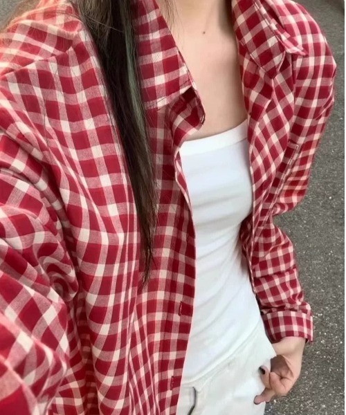 Vipoa(ヴィポア)の「Over vintage check shirt(シャツ/ブラウス・レディース・レッド・FREE)」の16枚目の写真