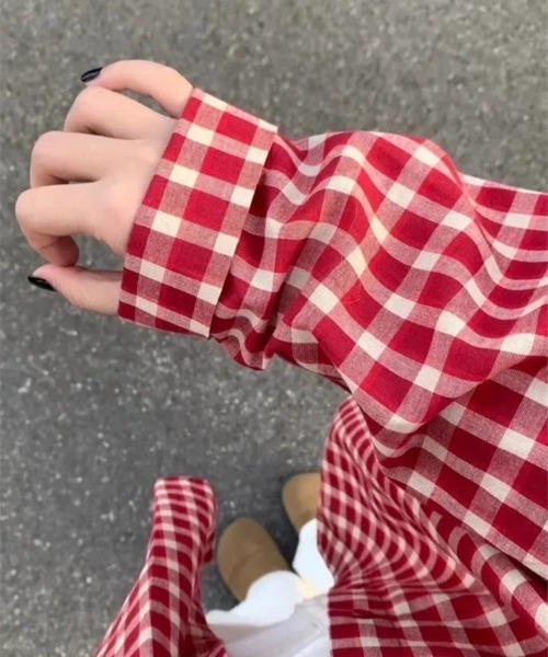 Vipoa(ヴィポア)の「Over vintage check shirt(シャツ/ブラウス・レディース・レッド・FREE)」の17枚目の写真