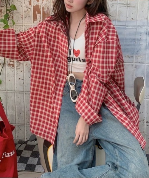 Vipoa(ヴィポア)の「Over vintage check shirt(シャツ/ブラウス・レディース・レッド・FREE)」の18枚目の写真