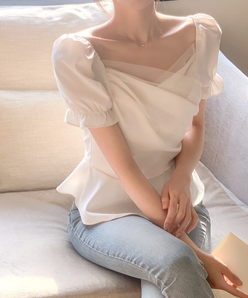 Aelina(エリナ)の「チュール切り替え半袖トップス(その他トップス・レディース・ピンク/ホワイト/ブラック・FREE)」の16枚目の写真