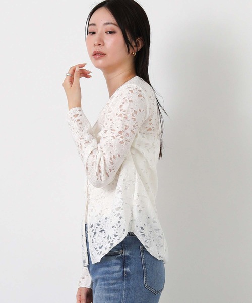Gready Brilliant(グレディブリリアン)の「フラワーシアーVネックカットソー(パーカー・レディース・ブラック/アイボリー・38)」の21枚目の写真