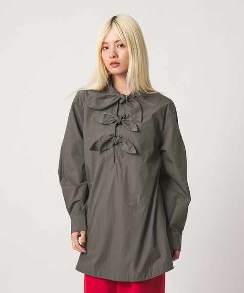 BEAUTY&YOUTH UNITED ARROWS（ビューティーアンドユースユナイテッドアローズ）の「リボンタイ シャツ プルオーバー（シャツ/ブラウス・レディース・ナチュラル/ライトグレー/ダークグレー・FREE）」の4枚目の写真
