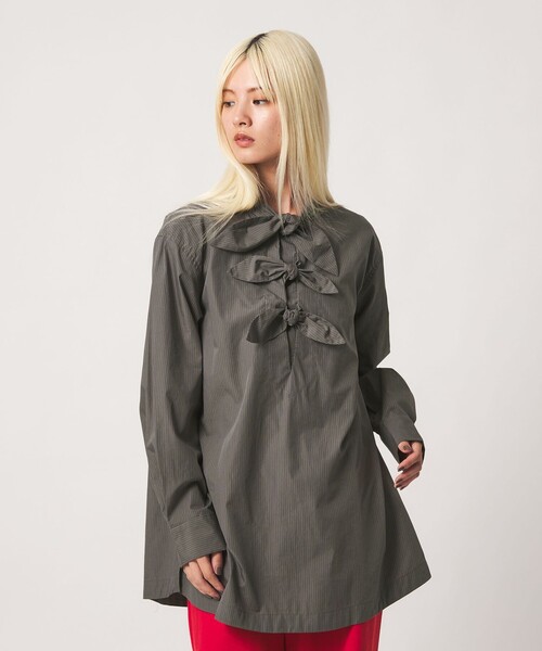 BEAUTY&YOUTH UNITED ARROWS（ビューティーアンドユースユナイテッドアローズ）の「リボンタイ シャツ プルオーバー（シャツ/ブラウス・レディース・ナチュラル/ライトグレー/ダークグレー・FREE）」の5枚目の写真