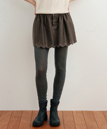 Scalloped-Edge Faux Leather Mini Skirt (Brown)