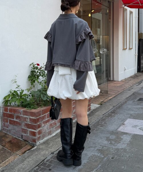w closet(ダブルクローゼット)の「フリルジャケット(テーラードジャケット・レディース・ネイビー/ブラウン/グレー・MEDIUM/SMALL)」の15枚目の写真