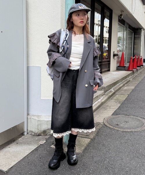 w closet(ダブルクローゼット)の「フリルジャケット(テーラードジャケット・レディース・ネイビー/ブラウン/グレー・MEDIUM/SMALL)」の20枚目の写真