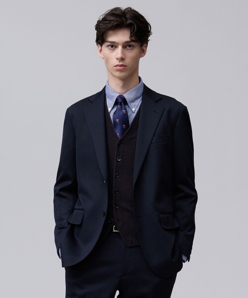 J.PRESS(ジェイプレス)の「【3シーズン対応 / セットアップ】J.PRES MEN SOFAニット マルチシーズンジャージー ジャケット(テーラードジャケット・メンズ・ネイビー系/ブラウン系・SMALL/MEDIUM/LARGE/X-LARGE/BM/BL/2XL/3XL)」の1枚目の写真