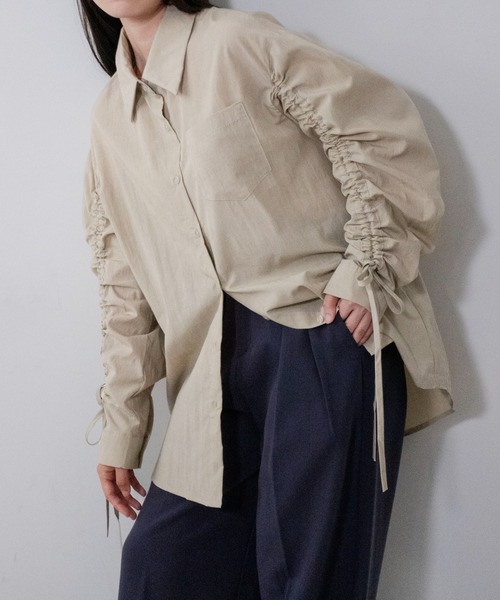 on:nue（オンニュ）の「【on:nue】袖シャーリングドロストリボンシャツ /26-27 AW COLLECTION（シャツ/ブラウス・レディース・チャコールグレー/ブラウン/ベージュ・FREE）」の10枚目の写真