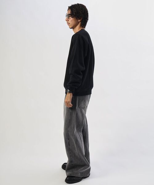 FFEIN（フェイン）の「【FFEIN(フェイン)】ヘビーウエイト2段ロゴスウェット / スウェット クルーネック ロゴ刺繍 裏起毛 ユニセックス（スウェット・メンズ・アッシュグレー/ブラック/バーガンディー/ダークネイビー・LARGE/MEDIUM/SMALL）」の8枚目の写真