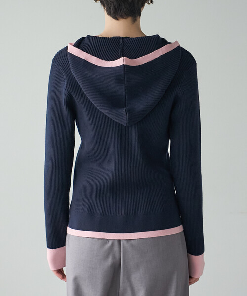 FREAK'S STORE(フリークスストア)の「配色リブニットフーディー/フードニット(ニット/セーター・レディース・グレー/ライトグレー/ネイビー/オフホワイト・フリ-)」の19枚目の写真
