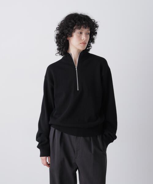 Y（ワイ）の「Ｙ /  [UNISEX] NONMULESING WOOL HALF ZIP KNIT PULLOVER（ニット/セーター・メンズ・ネイビー/ブラック・LARGE/MEDIUM）」の2枚目の写真