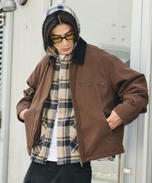 限定展開 ビッグシルエット コーデュロイ切り替え ダックブルゾン / キルティング 中綿