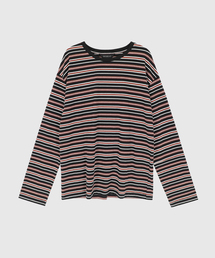 マルチストライプ オーバーサイズTシャツ ブラック