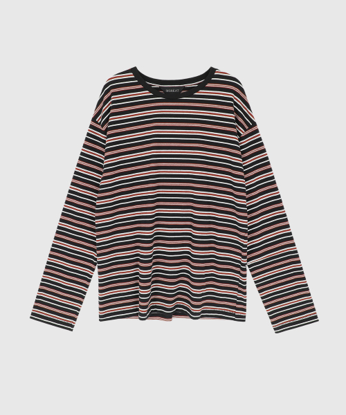 SIGREAT(シグレート)の「マルチストライプ オーバーサイズTシャツ ブラック(Tシャツ/カットソー・レディース・ブラック・FREE)」の3枚目の写真