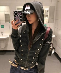 ナポレオンフード付きジップパーカー