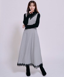 WILLSELECTION（ウィルセレクション）の「レーストリムＶネックフレアワンピース（ワンピース）」