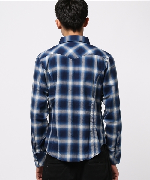 セール】オンブレチェックシャツ ウエスタンシャツ（シャツ/ブラウス