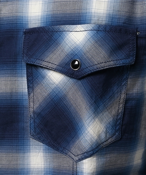 セール】オンブレチェックシャツ ウエスタンシャツ（シャツ/ブラウス