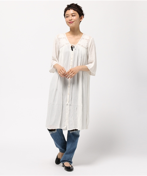 LBC（エルビーシー）の「レーヨンクレープジレ        （ワンピース・レディース・オフホワイト/オリーブ/ダークグレー・MEDIUM）」の14枚目の写真