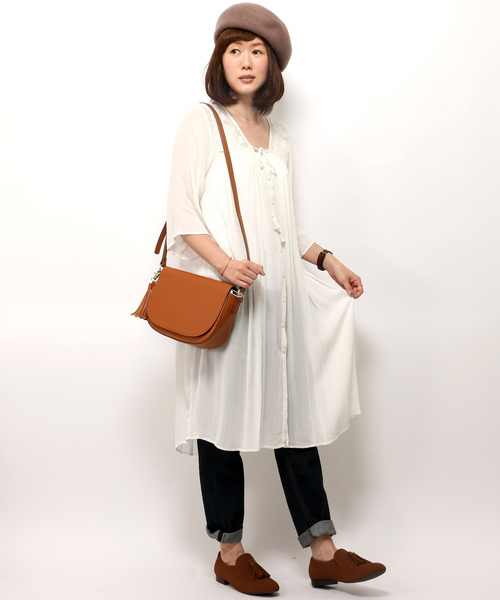 LBC（エルビーシー）の「レーヨンクレープジレ        （ワンピース・レディース・オフホワイト/オリーブ/ダークグレー・MEDIUM）」の11枚目の写真