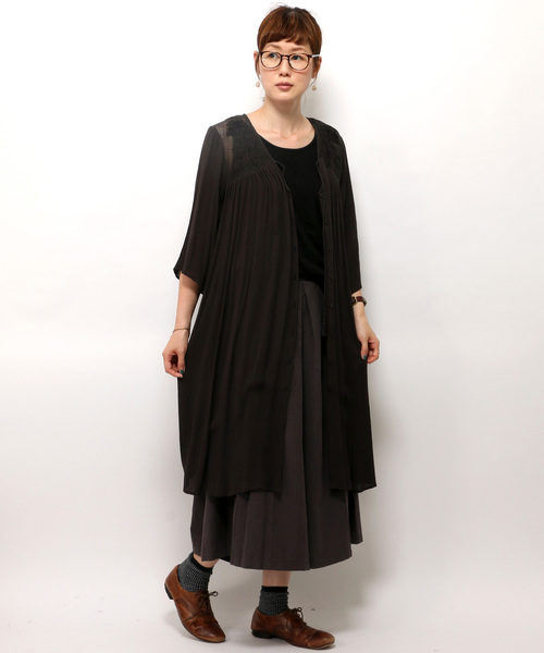 LBC（エルビーシー）の「レーヨンクレープジレ        （ワンピース・レディース・オフホワイト/オリーブ/ダークグレー・MEDIUM）」の12枚目の写真