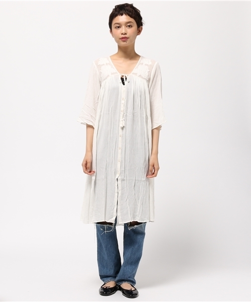 LBC（エルビーシー）の「レーヨンクレープジレ        （ワンピース・レディース・オフホワイト/オリーブ/ダークグレー・MEDIUM）」の10枚目の写真