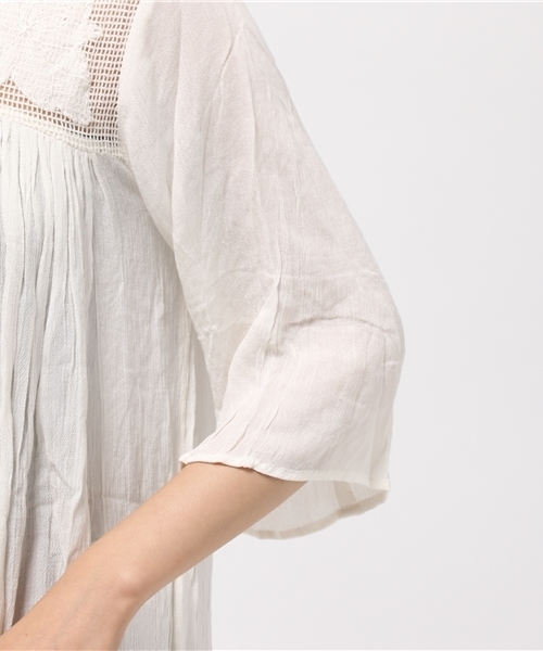 LBC（エルビーシー）の「レーヨンクレープジレ        （ワンピース・レディース・オフホワイト/オリーブ/ダークグレー・MEDIUM）」の7枚目の写真