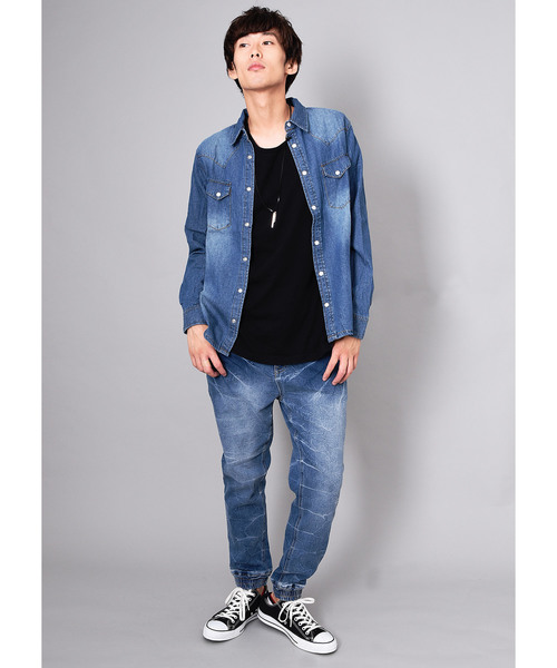 VIBGYOR(ヴィブジョー)の「VIBGYOR Select/ ストレッチデニムジョガーパンツ(デニムパンツ・メンズ・ブルー系その他/ブラック/ブルー系その他2/ブルー系その他5/ブルー系その他4/その他・MEDIUM/LARGE/X-LARGE)」の17枚目の写真