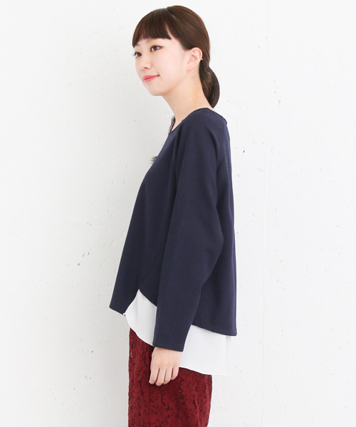 KBF+（ケービーエフプラス）の「KBF+ 裾シフォンカットソー（Tシャツ/カットソー・レディース・ネイビー/オレンジ系その他/チャコールグレー・ONE）」の5枚目の写真