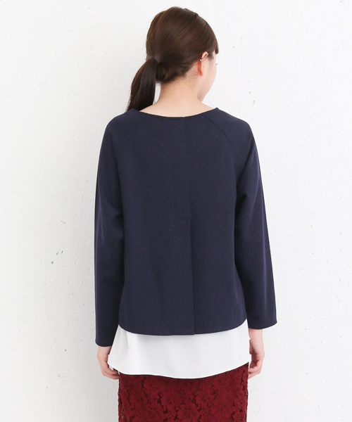 KBF+（ケービーエフプラス）の「KBF+ 裾シフォンカットソー（Tシャツ/カットソー・レディース・ネイビー/オレンジ系その他/チャコールグレー・ONE）」の6枚目の写真