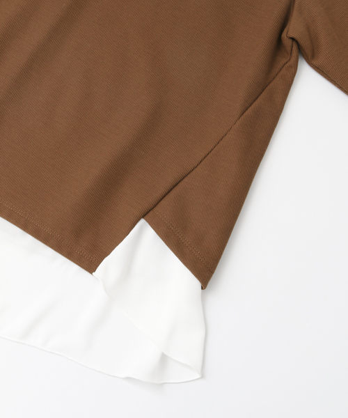 KBF+（ケービーエフプラス）の「KBF+ 裾シフォンカットソー（Tシャツ/カットソー・レディース・ネイビー/オレンジ系その他/チャコールグレー・ONE）」の9枚目の写真